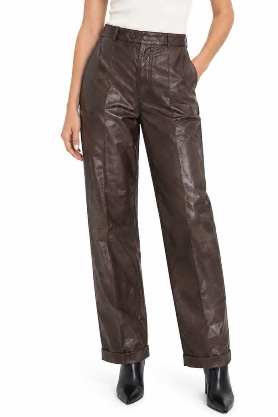 XLR8 Accelerate Vintage Leather Pants Brown Slip Pockets Lined 36 L XL